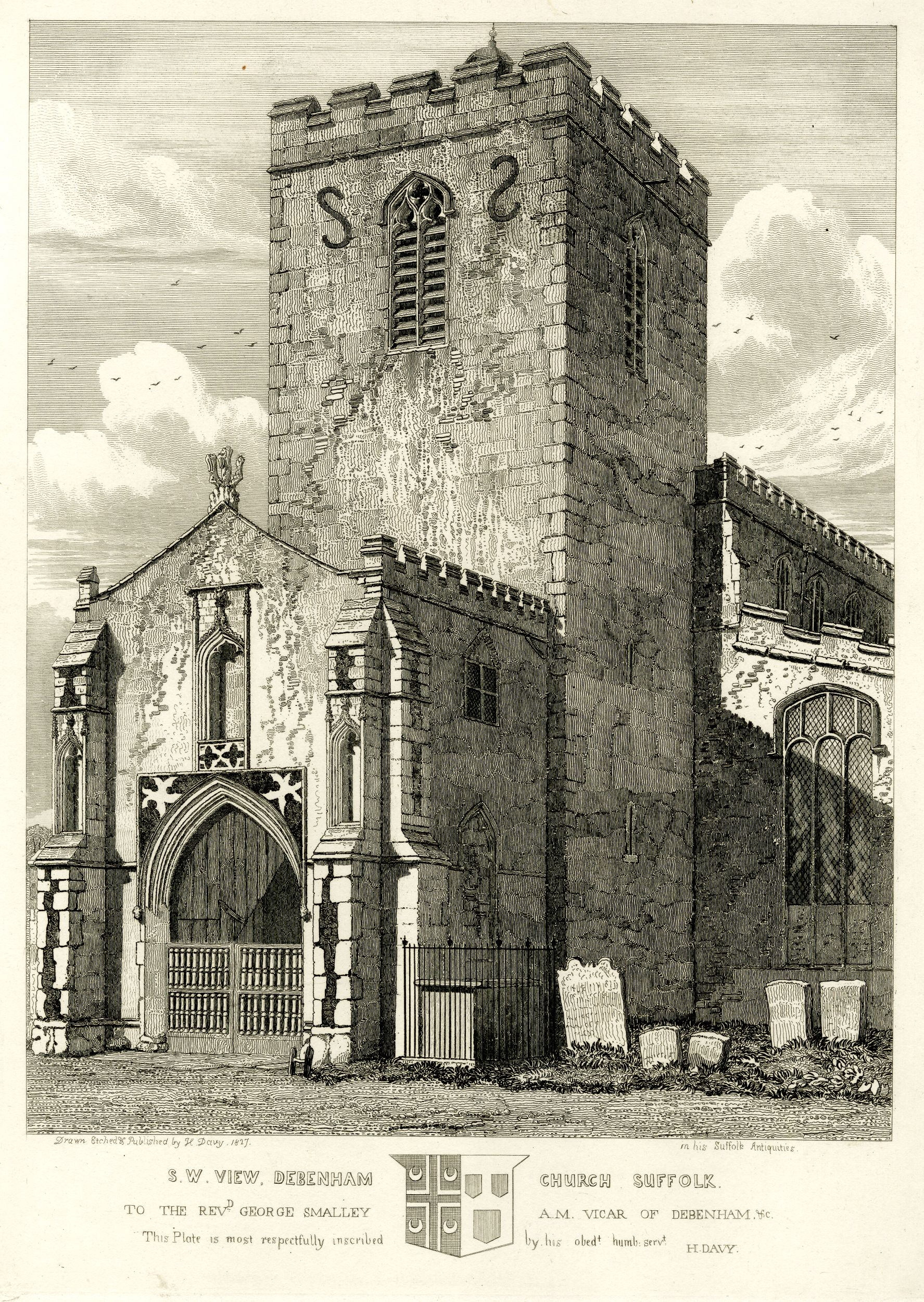 1827 Etching Debenham St. Mary Magdalene