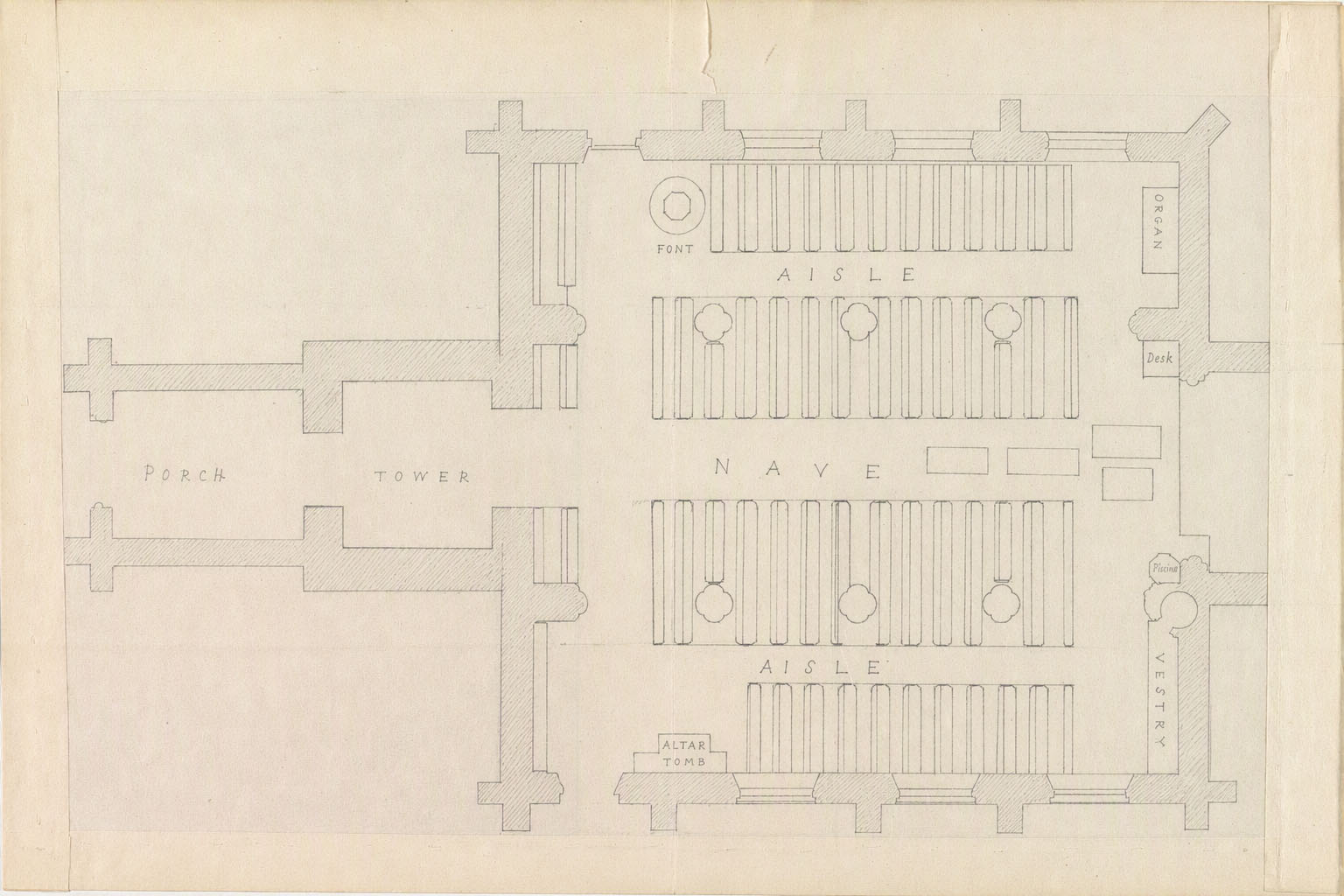 1871-1890 Debenham St. Mary Magdalene Floor Plan, after the work was completed in 1890